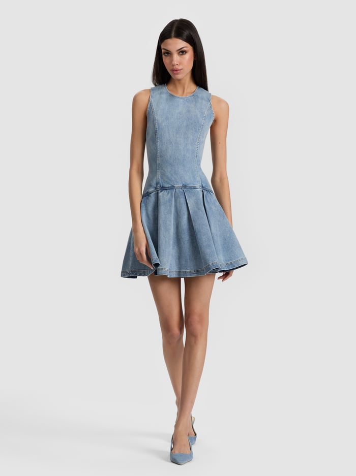ADLEY DROP WAIST DRESS - ANABELL BLUE - Alice And Olivia