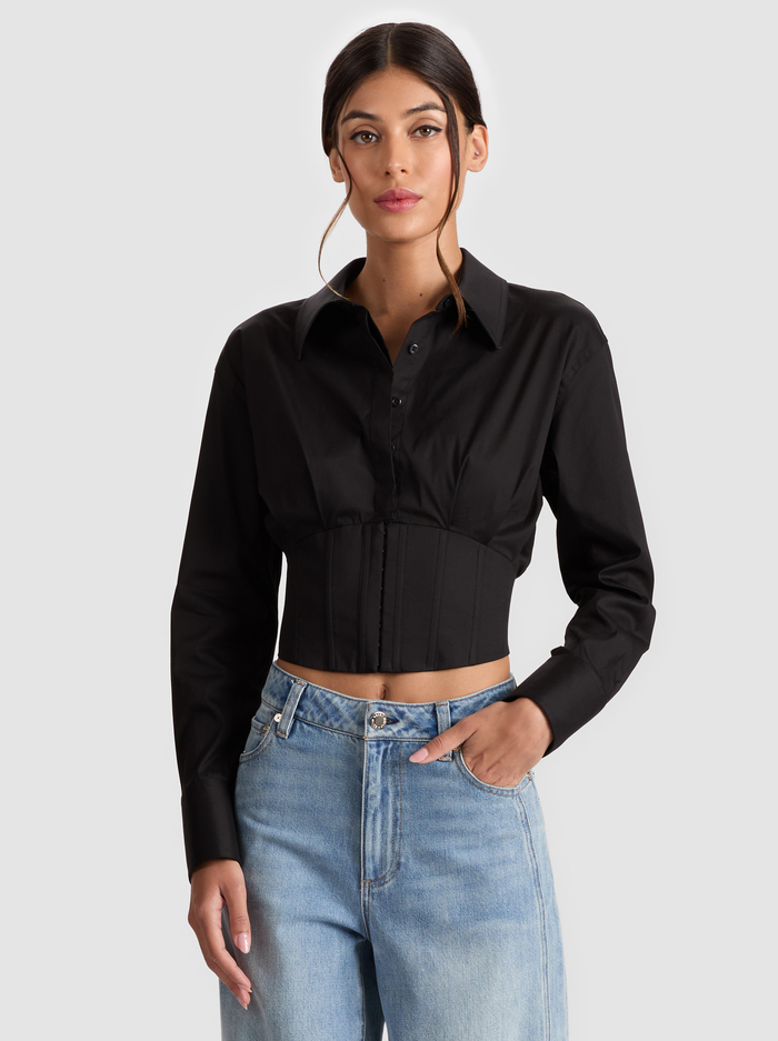 EDIE CORSET TOP - BLACK - Alice And Olivia